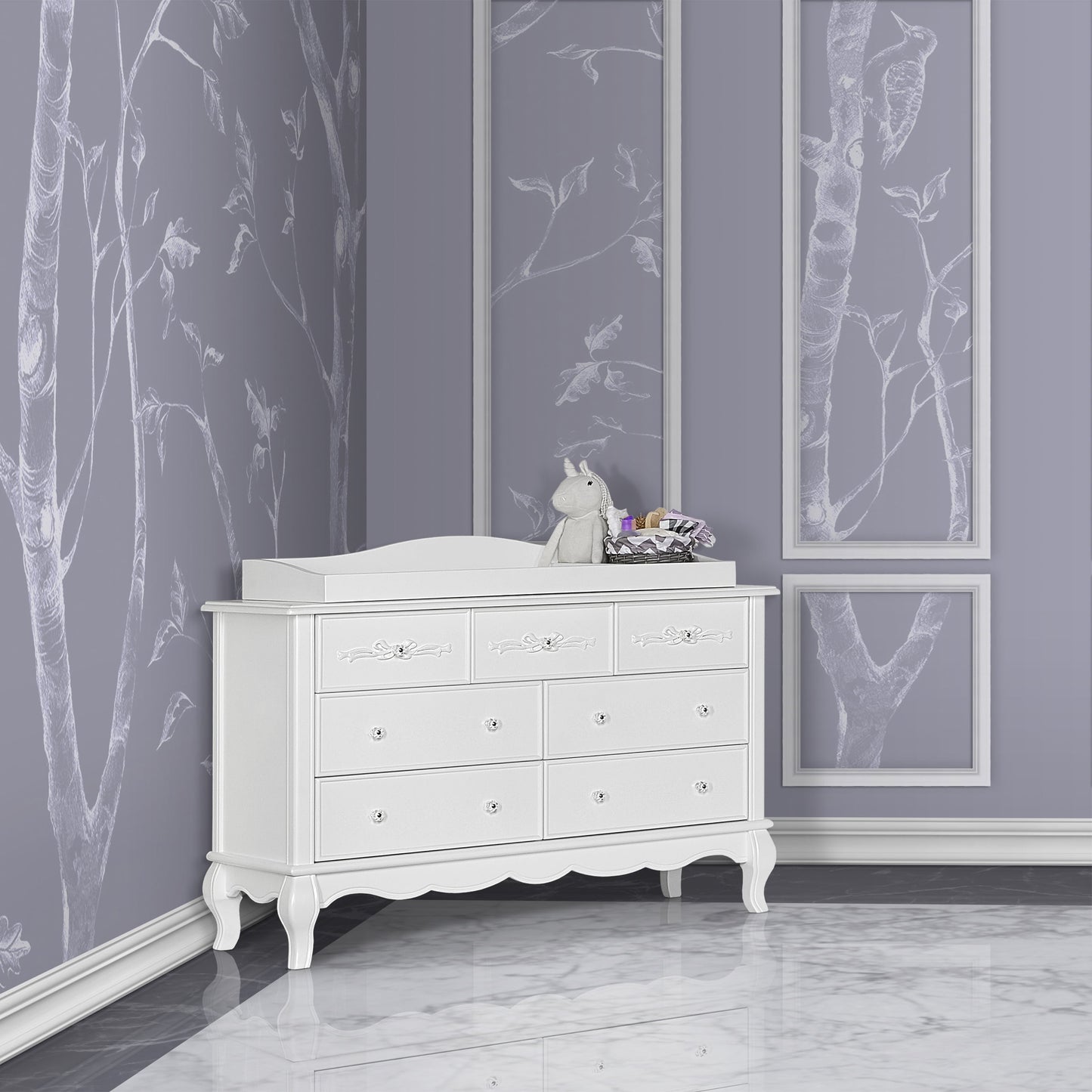 Foldable Tray Diaper Changing Table, Frost