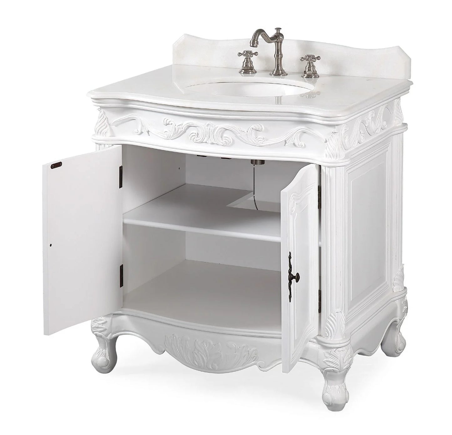 32" Fiesta Antique Victorian Classic Style White Bathroom Vanity CF-2873W-AW