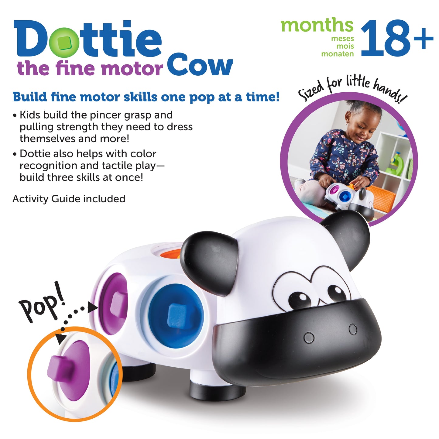 Dottie the Fine Motor Cow - Ages 18+ Months Preschool Toys for Boys and Girls, Toddler Learning Toys