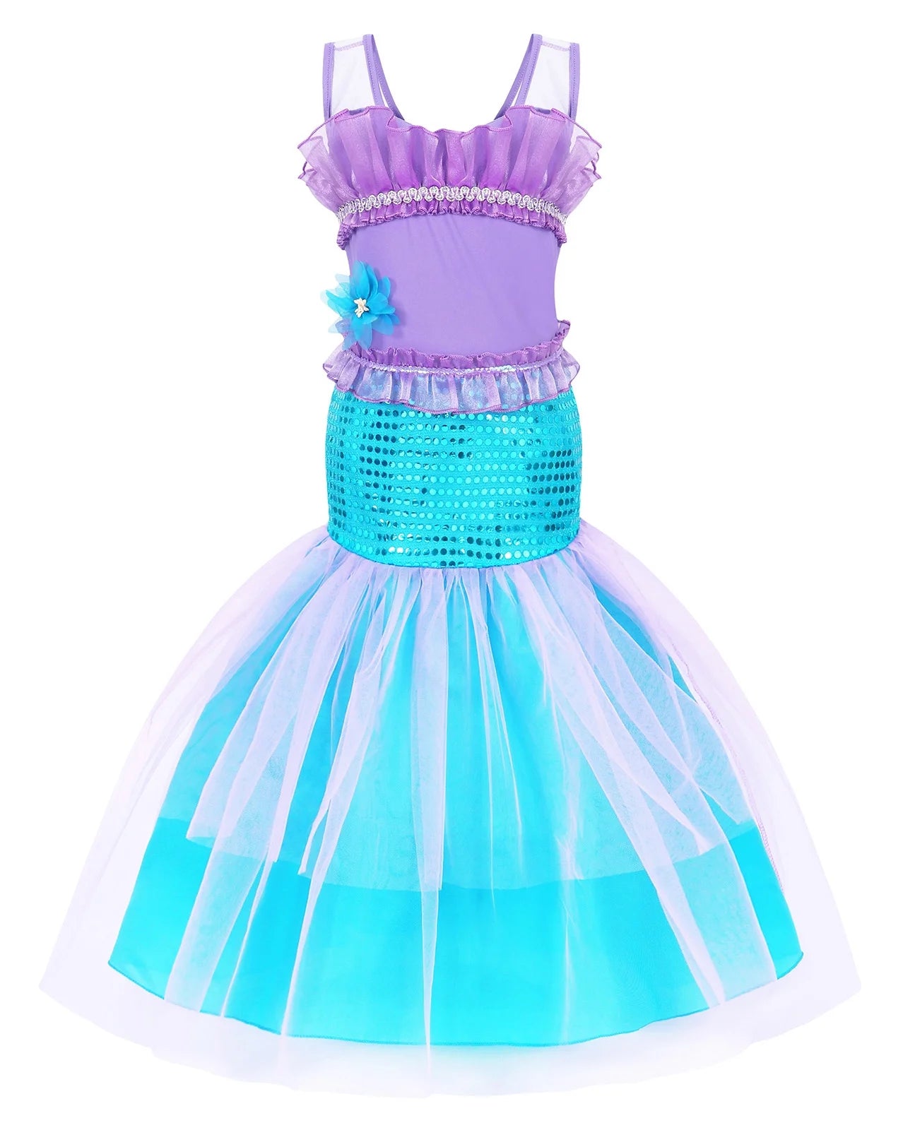 Princess Little Mermaid Costume Dress up for Girls Fancy Clothes Cosplay Birthday Party