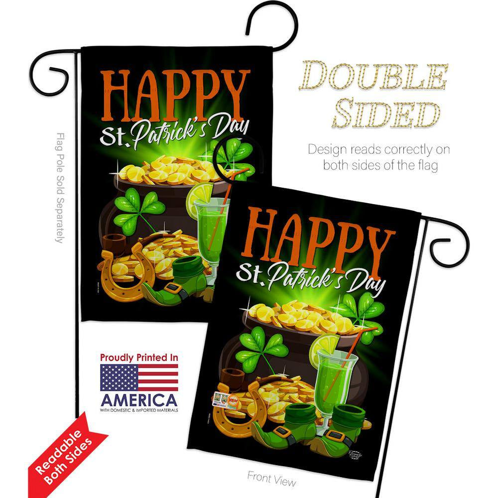 13 In. X 18.5 In. Happy Saint Patrick Day Garden Flag Double-Sided Spring Decorative Vertical Flags