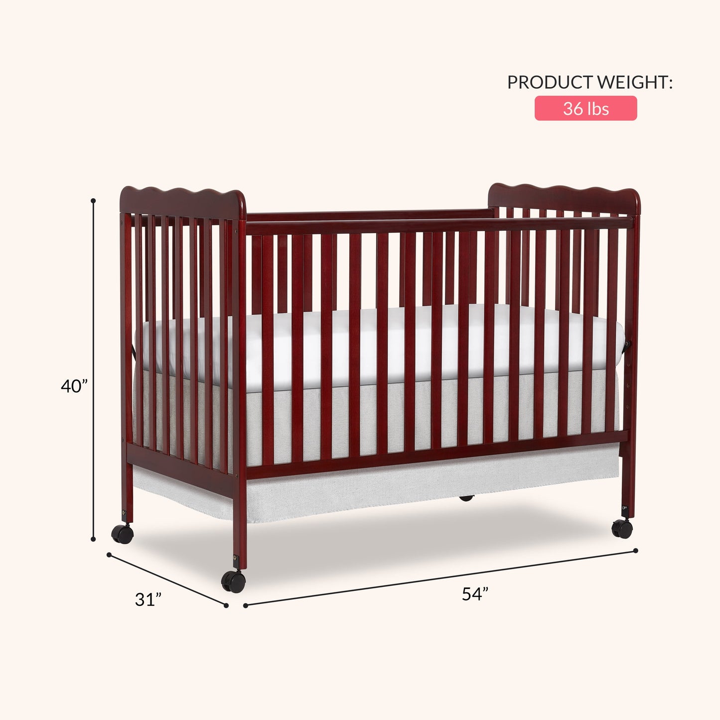 Carson Classic 3-In-1 Convertible Crib, Cherry
