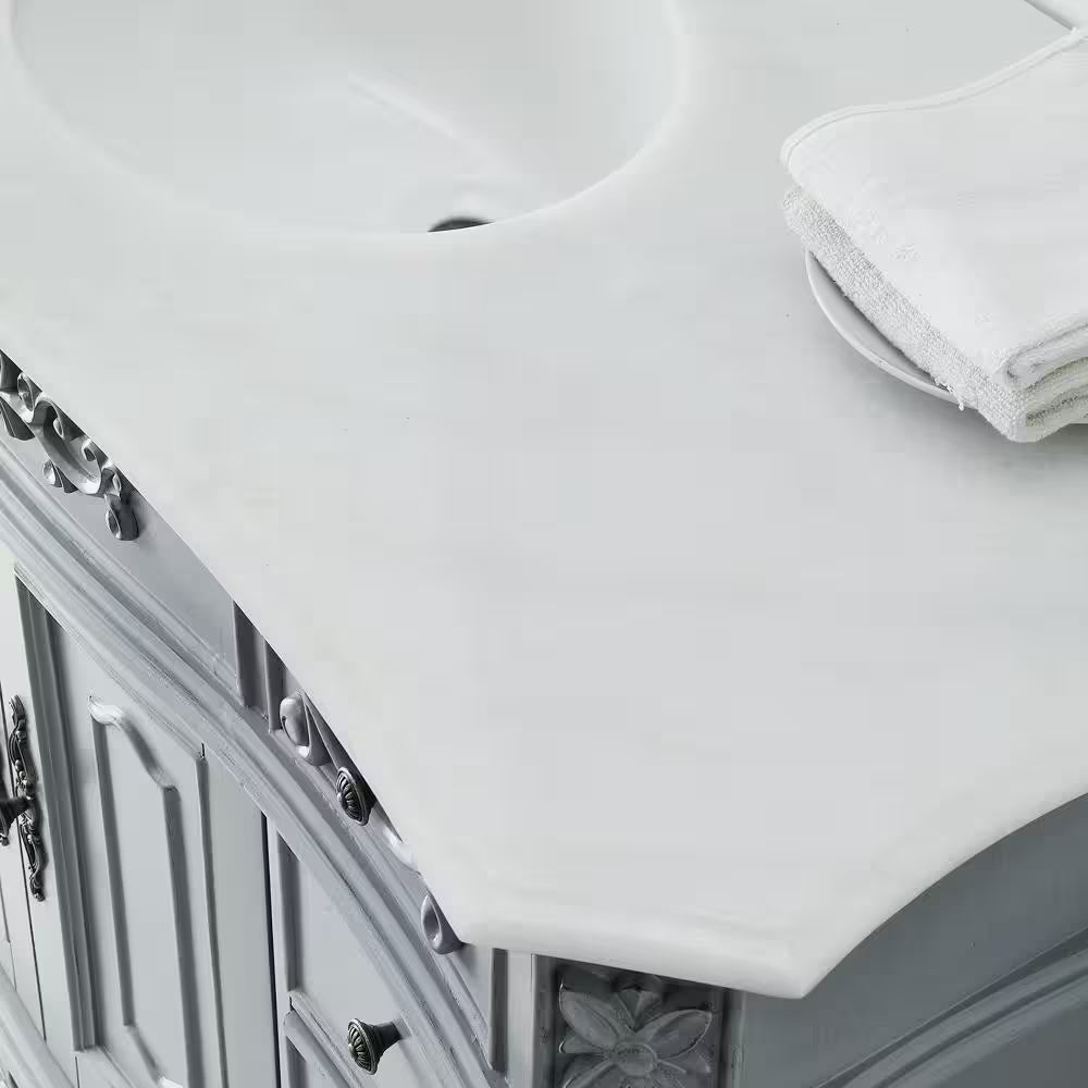 Winslow 48 In. Single Sink Freestanding Antique Gray Bath Vanity with White Marble Top (Assembled)