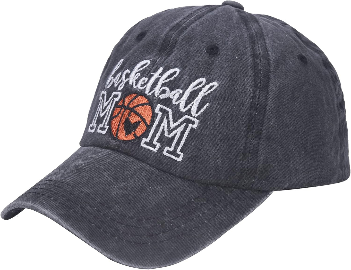 Distressed Basketball Mom Baseball Cap for Women, Adjustable Washed Dad Hat for Mama