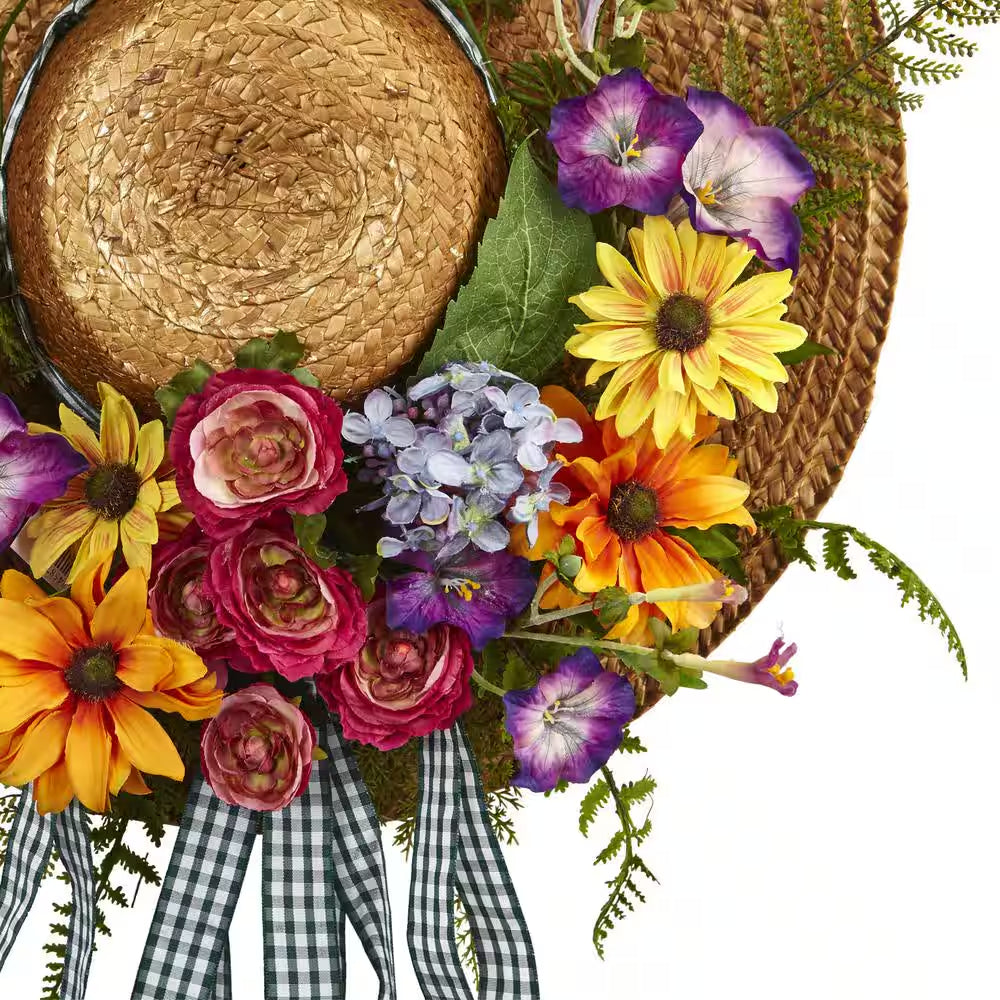 Mixed Flower 18 In. Artificial Hat Wreath