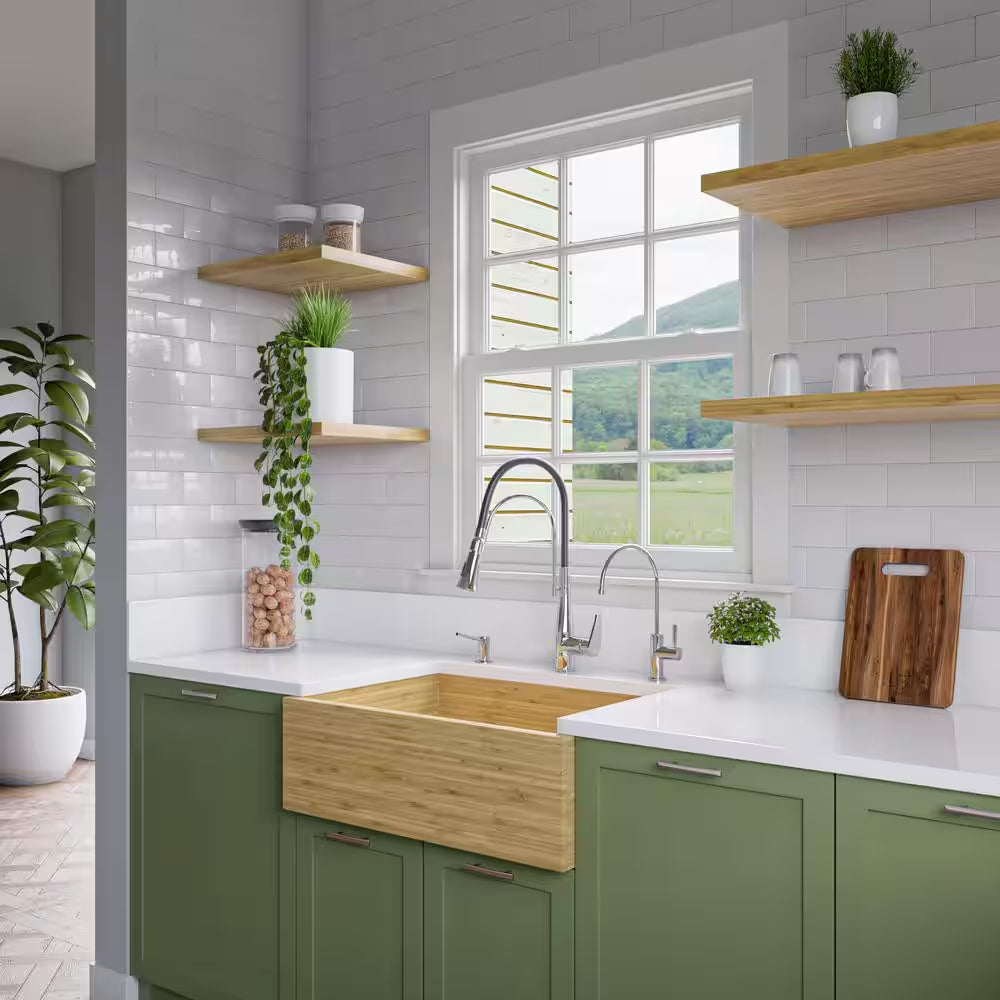 Farmhouse/Apron-Front Bamboo 30 In. Single Bowl Kitchen Sink