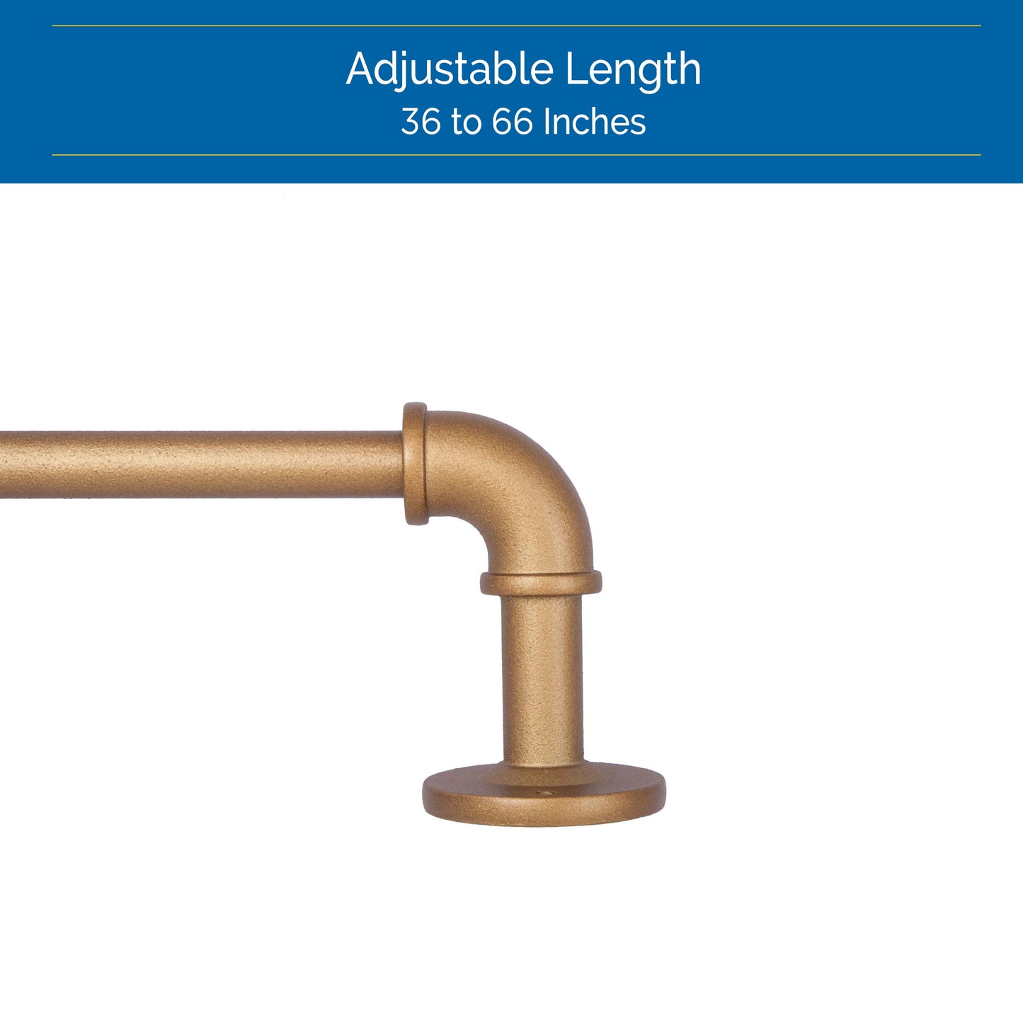 Bronn 3/4" Light Blocking Wrap around Window Curtain Rod, 36-66", Aged Brass