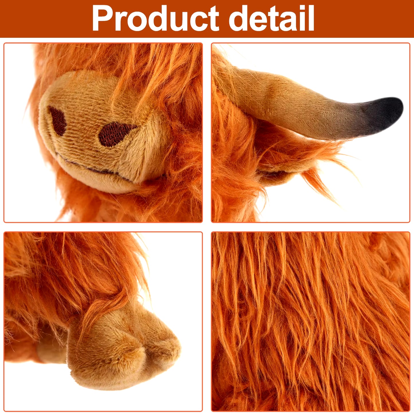 25Cm Simulation Highland Cow Plush Animal Doll Soft Stuffed Highland Cow Plush Toy Kawaii Kids Baby Gifts Toy Home Room Decor