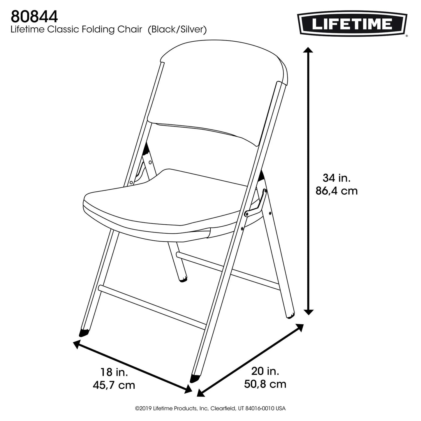 Folding Chair, Indoor/Outdoor Commercial, Black, 6 Pack (80844)