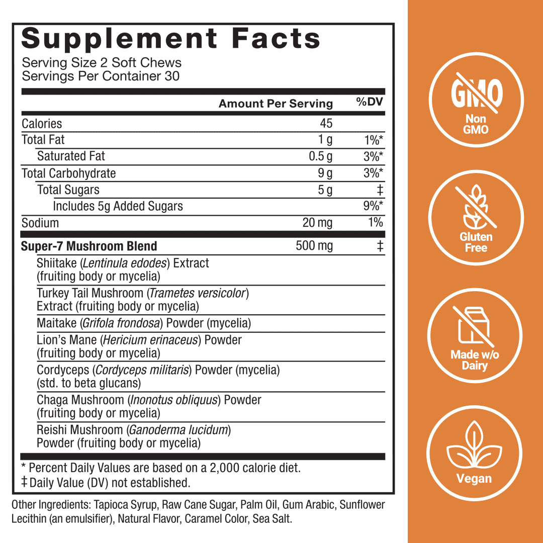 Modern Mushrooms Soft Chews, Mushroom Supplement Complex, Cinnamon Roll, 60 Chews by