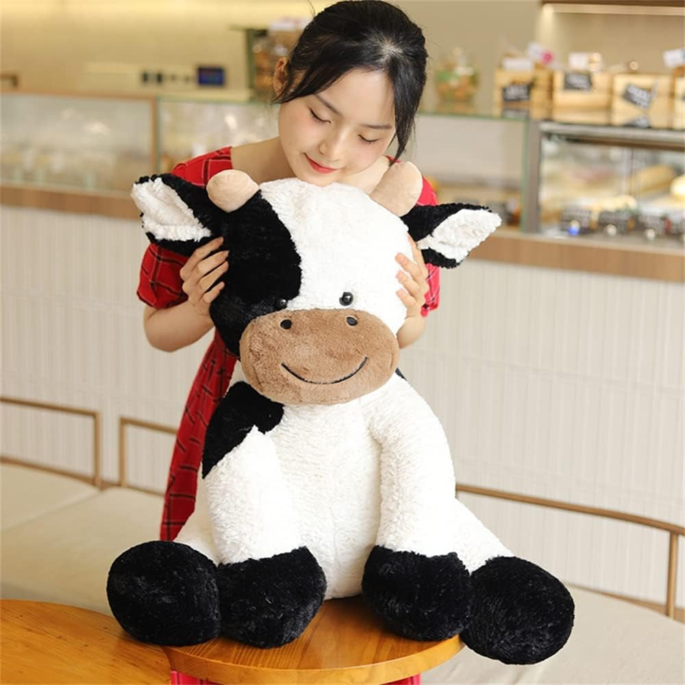 Cow Year Plush Toy Cute Cattle Stuffed Animals Cattle Soft Doll Kids Toys Birthday Gift for Children Easter, Thanksgiving, Christmas, New Year'S Gifts (Black and White, 50Cm/19Inch)