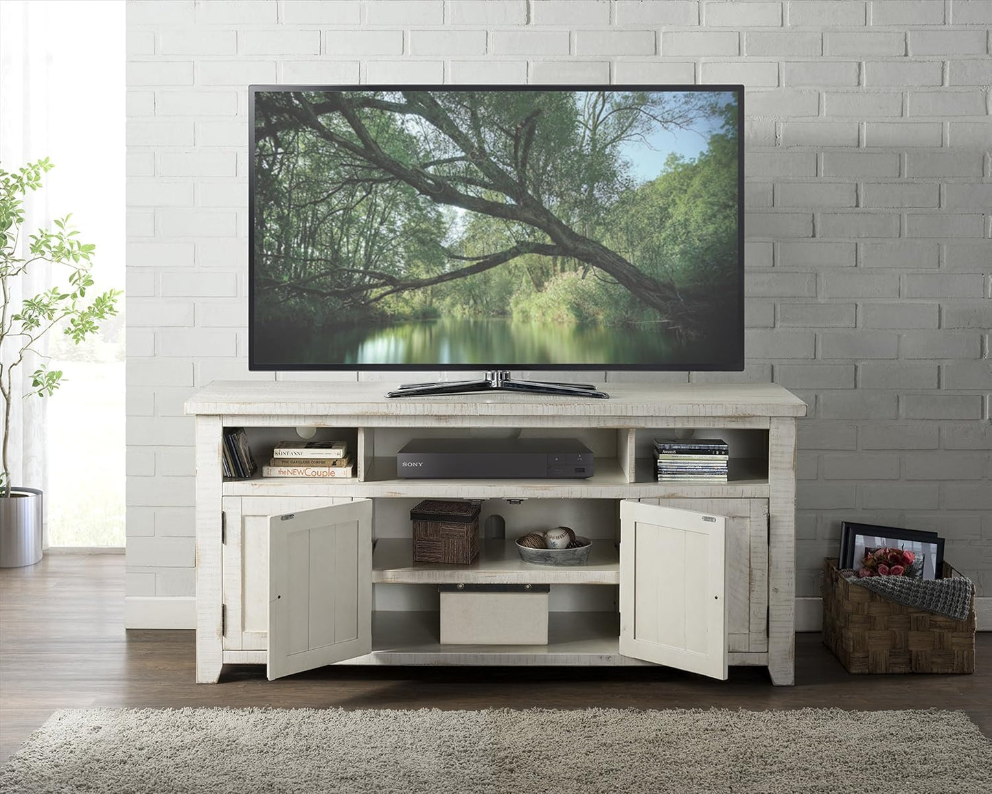 Nantucket 65" TV Stand, Antique White