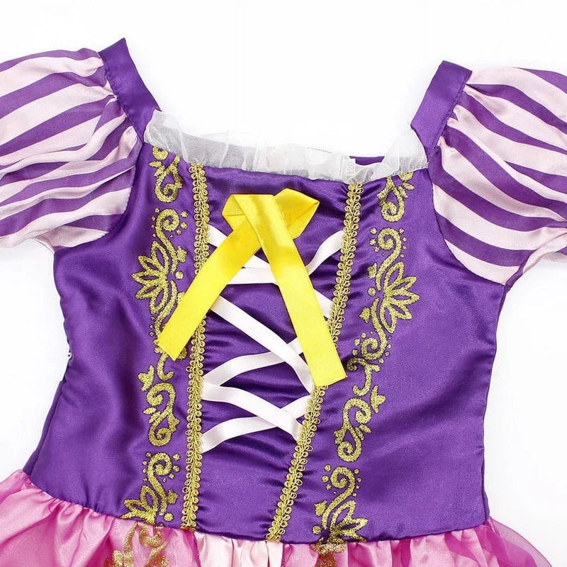 Rapunzel Dress for Girls Floral Puffy Rapunzel Princess Costumes Kids Dress up Halloween Cosplay Birthday Dresses up with Accessories 120 CM 5-6 Years