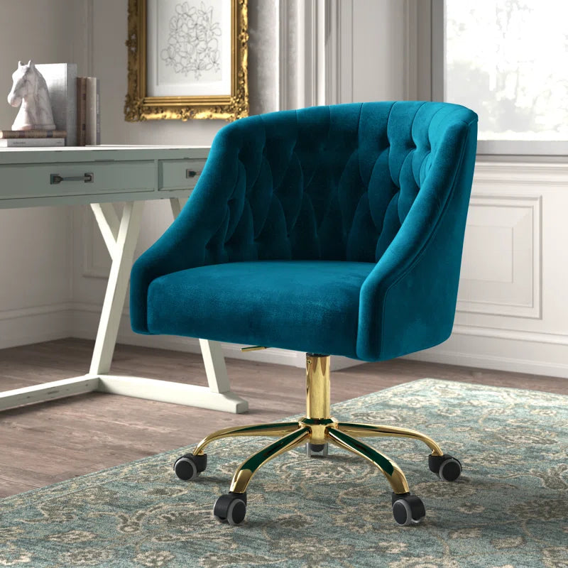 Louise 35.5'' H Velvet Hand-Curated Task Chair with Button Tufted