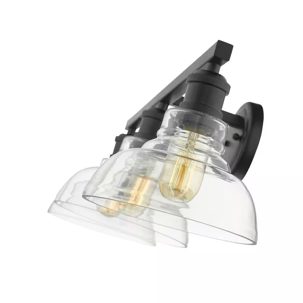 Carver 3-Light Black with Clear Glass Bath Vanity Light
