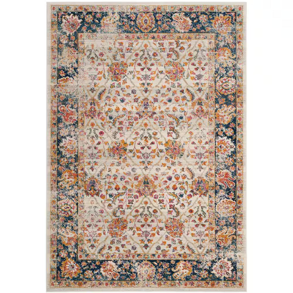 Madison Cream/Navy 2 Ft. X 6 Ft. Border Runner Rug
