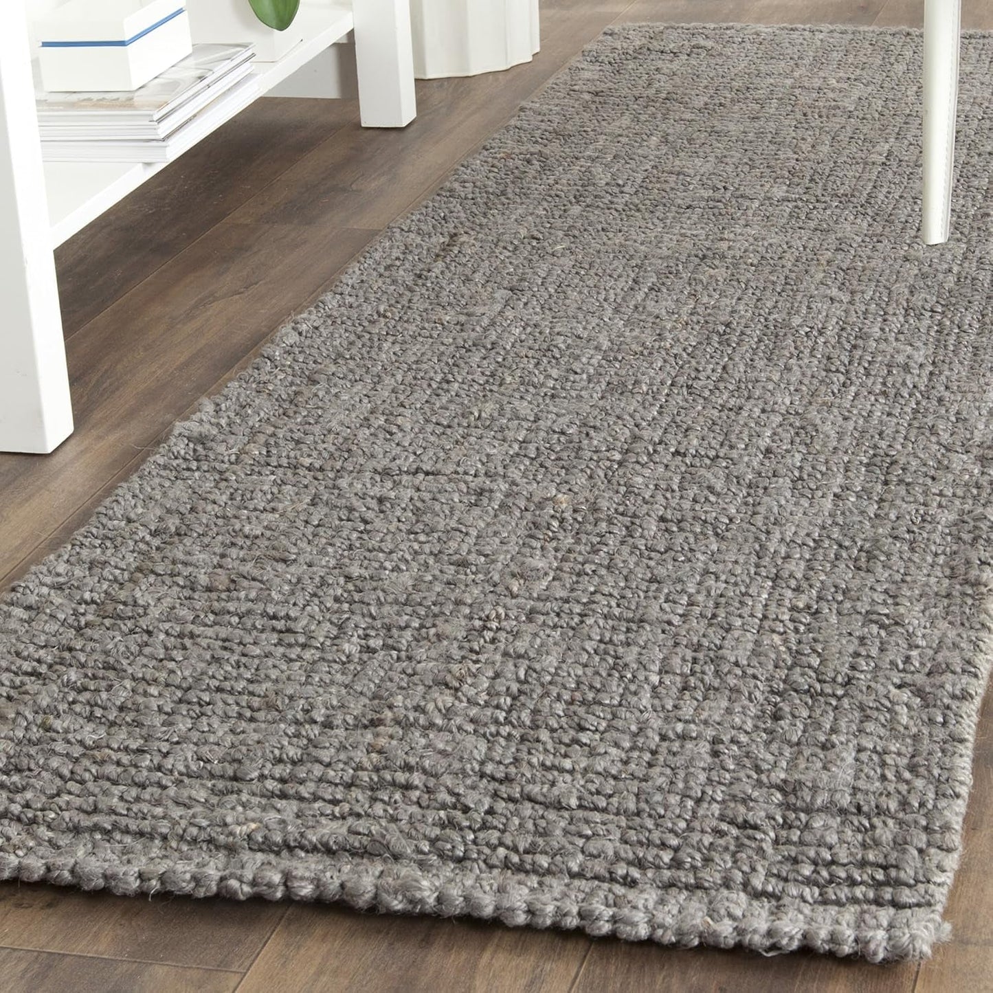 Natural Fiber Collection Runner Rug - 2'6" X 8', Light Grey, Handmade Chunky Textured Jute 0.75-Inch Thick, Ideal for High Traffic Areas in Living Room, Bedroom (NF447G)
