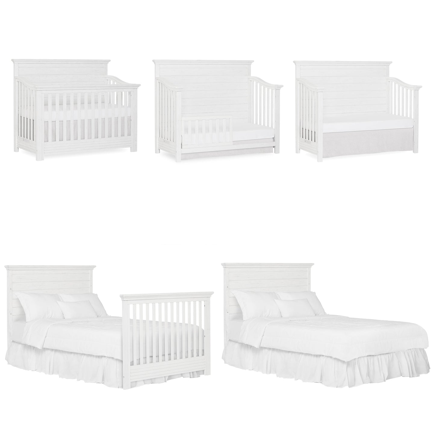 Waverly 5-In-1 Full Panel Convertible Crib, Weathered White