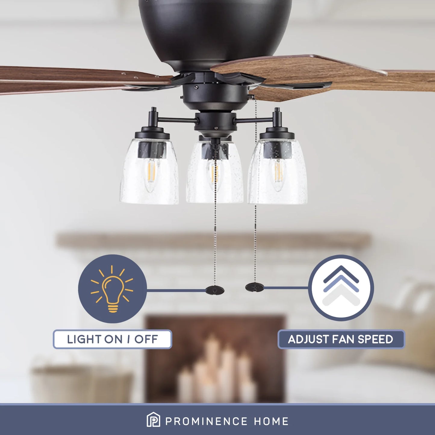 Arthur 52" Bronze Farmhouse Flushmount Ceiling Fan with 5 Blades, Remote & Reverse Airflow
