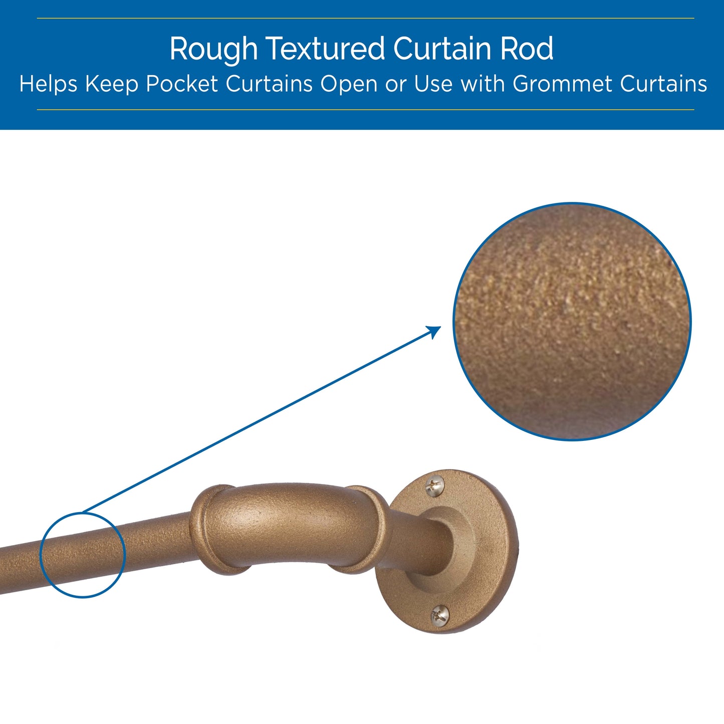 Bronn 3/4" Light Blocking Wrap around Window Curtain Rod, 36-66", Aged Brass