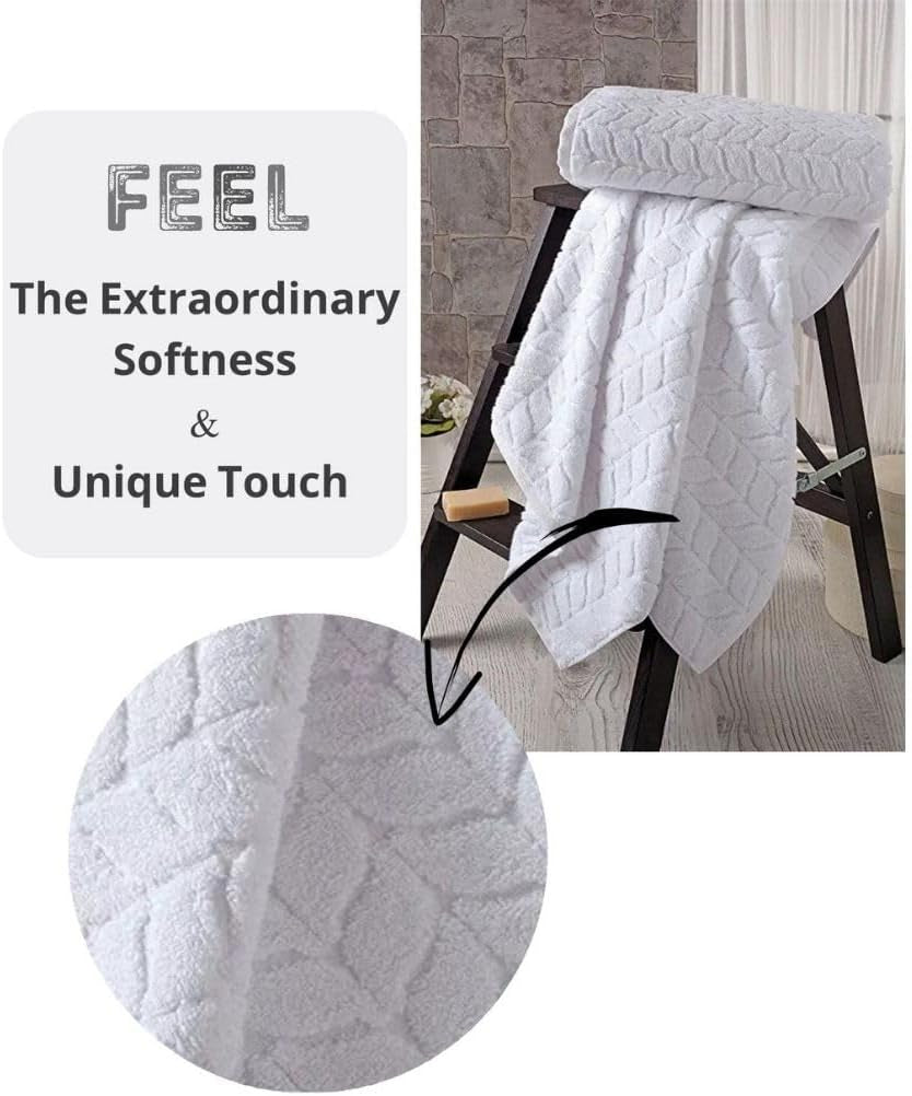 100% Turkish Cotton Jacquard Luxury Towel Set – Quick Dry Non-Gmo Ultra-Soft, Plush and Absorbent Luxury Durable Turkish Towels Set (Grey, 3 Pcs Towel Set)