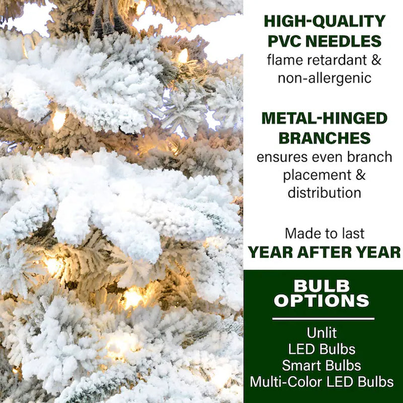 9-Ft Mountain Pine Pre-Lit Flocked White Artificial Christmas Tree with Color Changing LED Lights