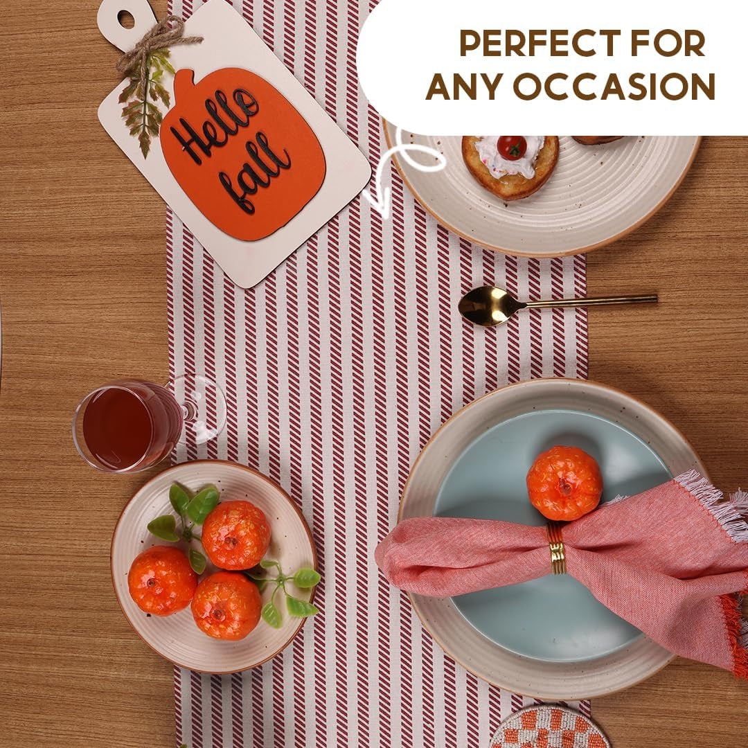 Table Runner 72 Inches Long with Tassels for Home Dining Table, Table Decoration, 100% Cotton Runner for Modern Wedding Table Decor, Rust Table Runner for Table Decor
