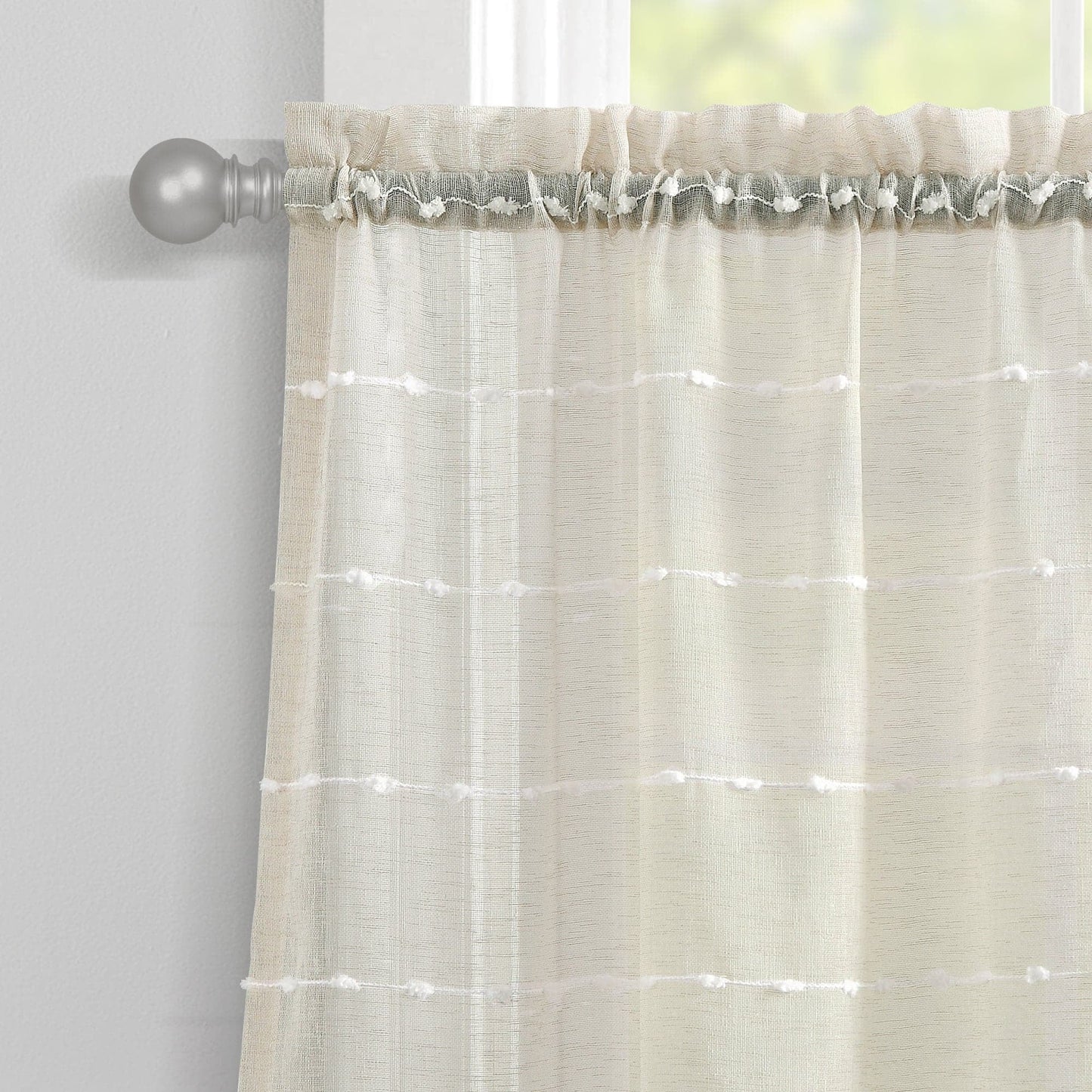 Farmhouse Textured Sheer Kitchen Tiers - Beige - 29 X 24