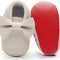 Double Bow Fringe Baby Moccasins - Soft Sole Baby Shoes Girls Toddler Crib Flats