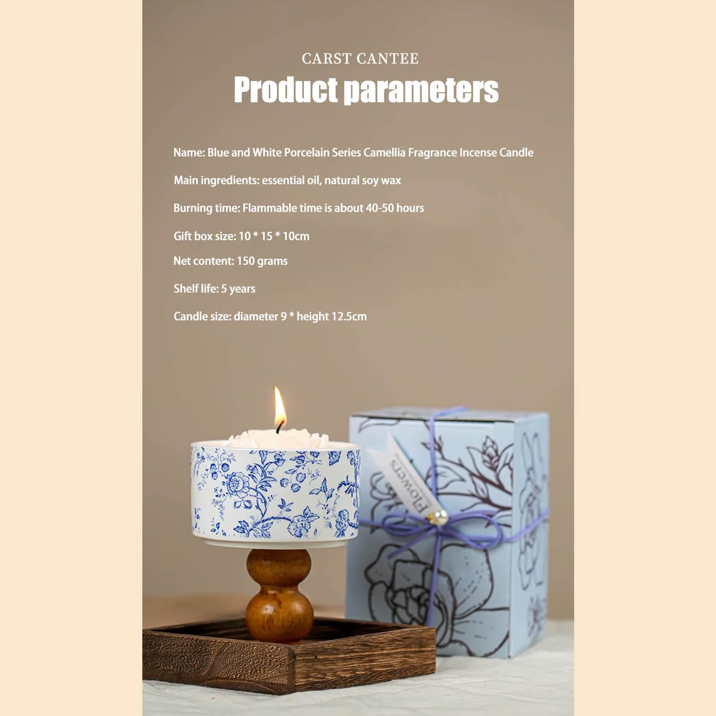 Camellia Scented Candle Gift Box Set Home Bedroom Senior Birthday Gift New Year Gift