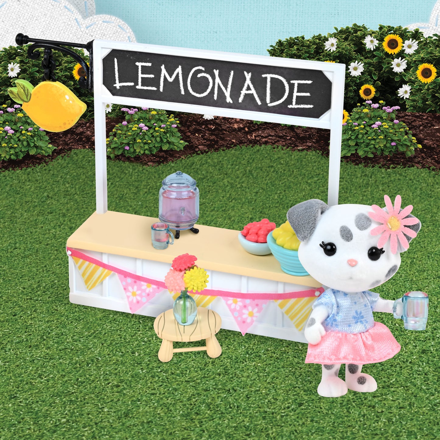 Sweet & Sour Lemonade Stand Playset with Dog Figure, 9 Piece, Ages 3+