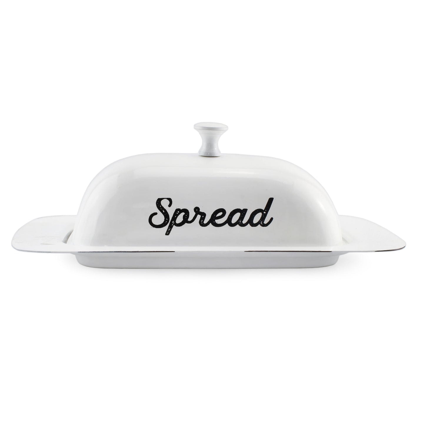 Large Enamelware Butter Dish (White); Farmhouse Enamel Butter Serving Dish W/ Lid