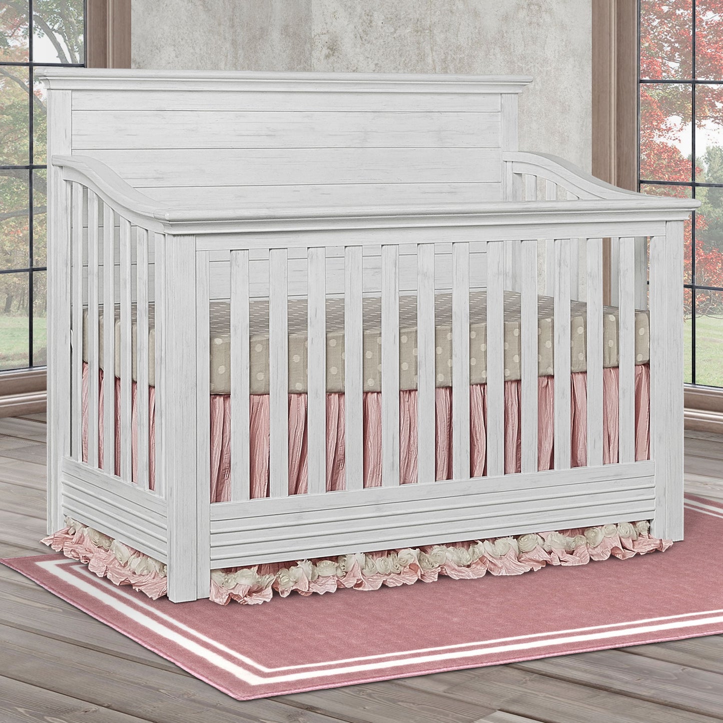 Waverly 5-In-1 Full Panel Convertible Crib, Weathered White