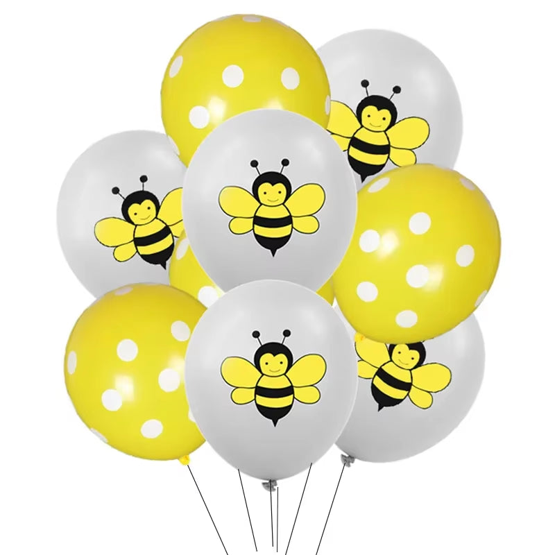 Bumble Bee Themed Happy Bee Day Balloons Happy Birthday Banner Honey Bee Party Decoration Cake Topper Baby Shower Party Supplies