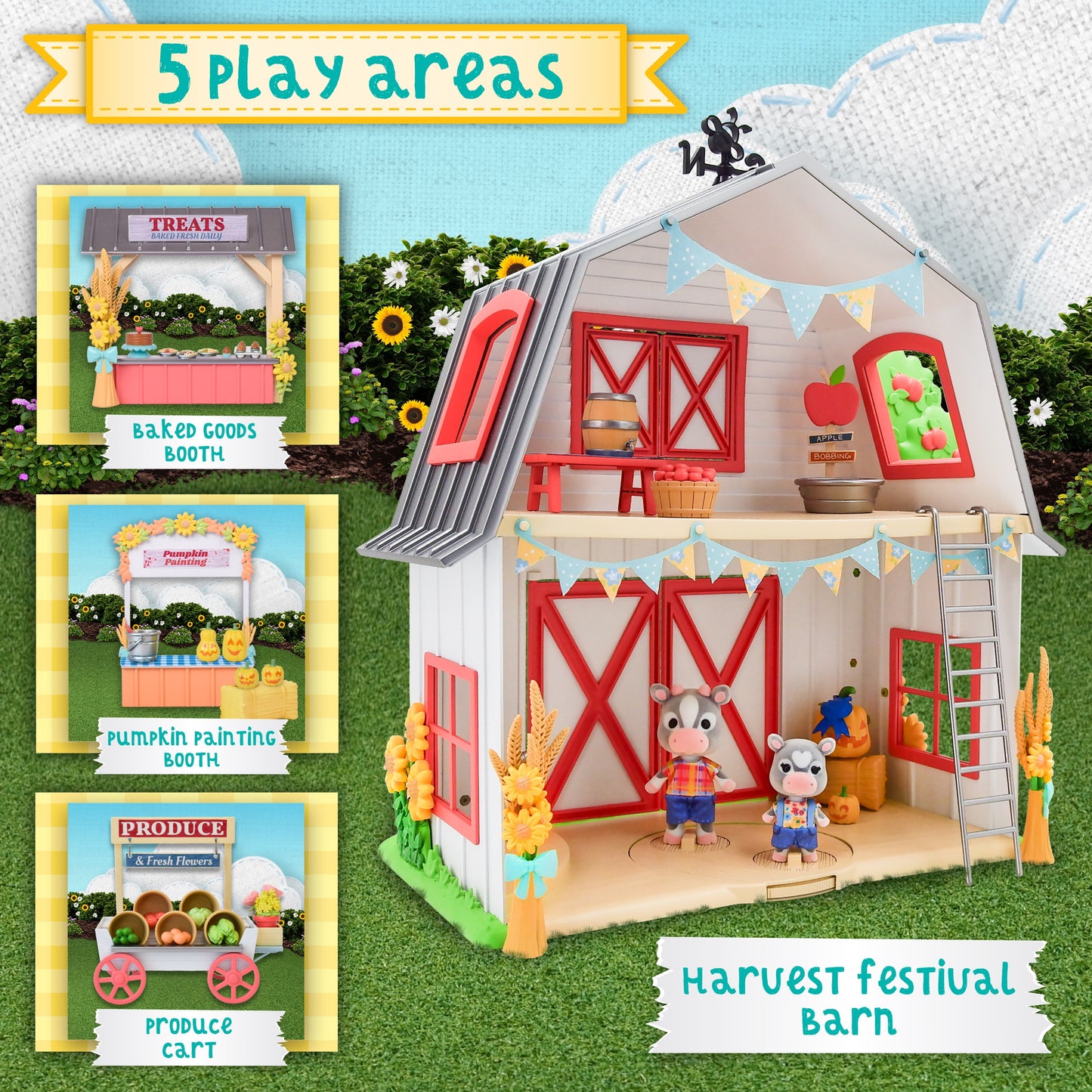 Harvest Festival, Doll Playset with Mini Figures, 62 Pieces, Children Ages 3+