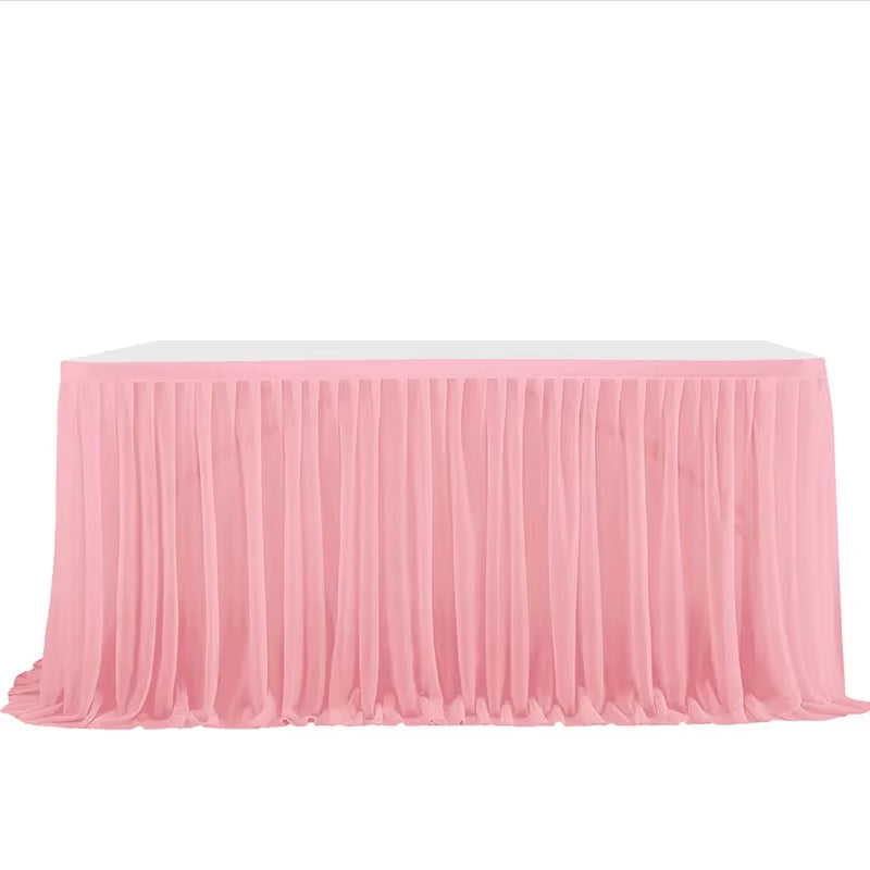 6/9FT Party Table Skirt Birthday Pleated Dessert Tablecloth Cover Wedding Festive Table Skirting Baby Shower Home Table Decor
