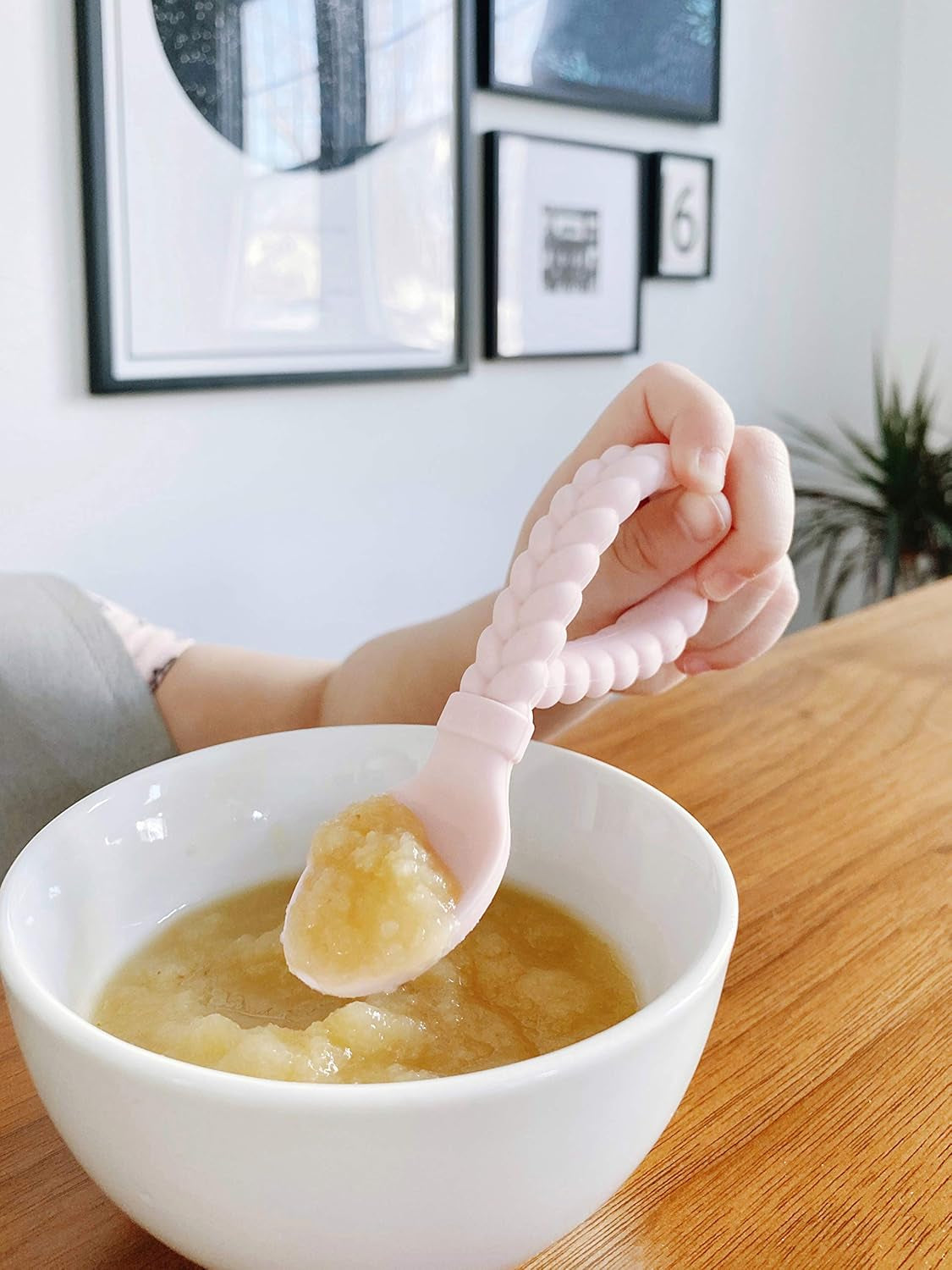 Silicone Spoon & Fork Set; Baby Utensils Featuring a Baby Fork and Spoon with Looped, Braided Handles - Made of 100% Food Grade Silicone & Bpa-Free - Ages 6 Months and up (Pink)