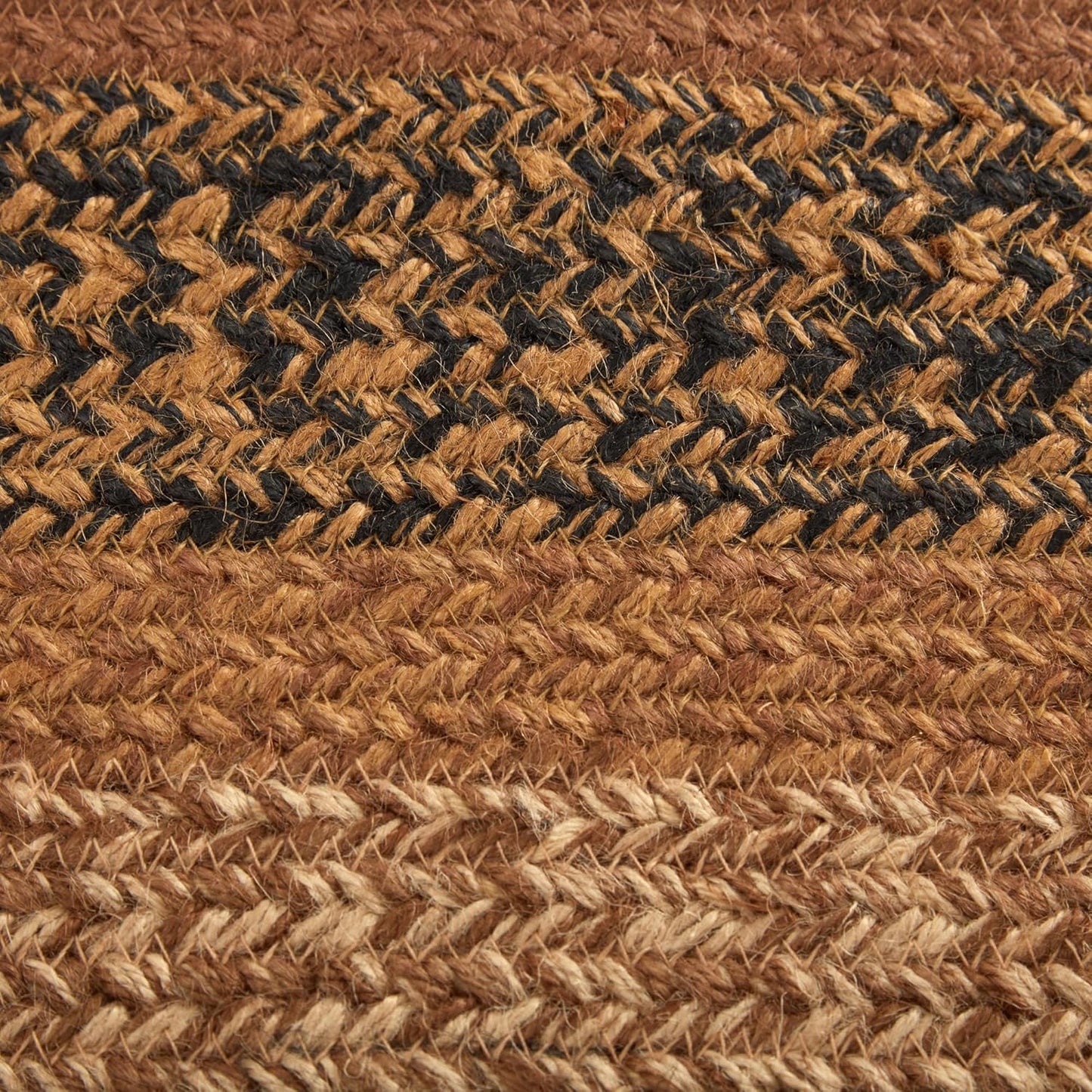 Kettle Grove Primitive Jute Black Striped Accent Rug Oval Decor W/Floor Pad 36"X60"