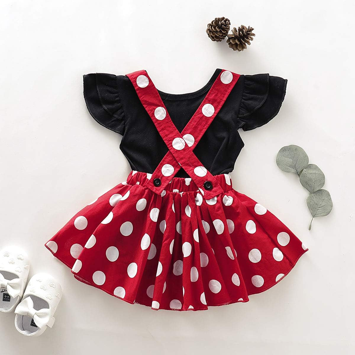 Polka Dots Tutu Costume for Baby Girl Princess 1St Birthday Party,Dress up W/Overall Suspender Skirt,Headband