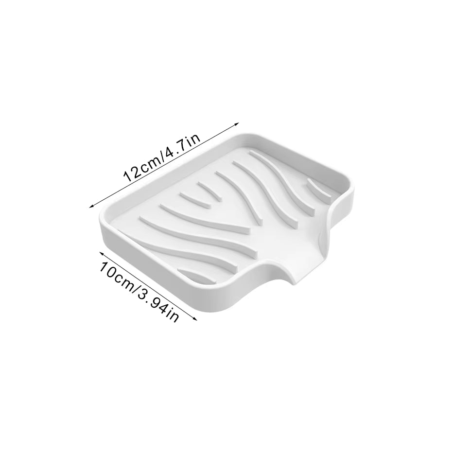 Self Draining Soap Bar Holder Silicone Kitchen Sink Soap Dish Sponge Tray Counter Caddy Organizer for Dish Soap Dispenser