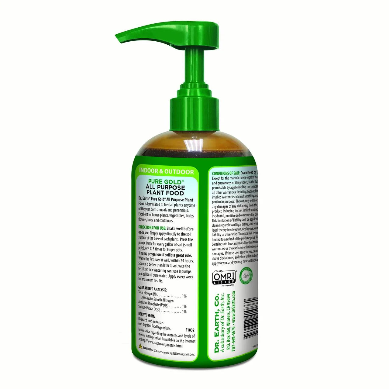 Pure Gold Pump & Grow All Purpose Plant Food, 1-1-1 Fertilizer, 8 Oz.