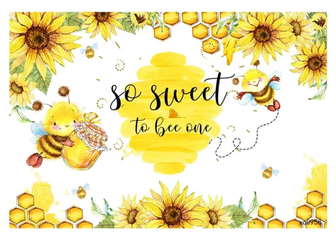Maya the Bee Photography Background Sunflowers Baby Bee Day Newborn Backdrops Photo Studio Birthday Party Backdrops Custom