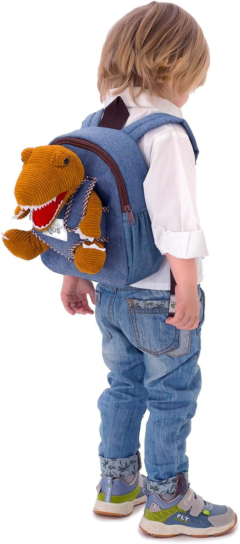 Dinosaur Backpack for Kids 3-5, Toddler Backpack for Boys with Detachable Dinosaur Toy with Pockets and Reflective Logo Patch