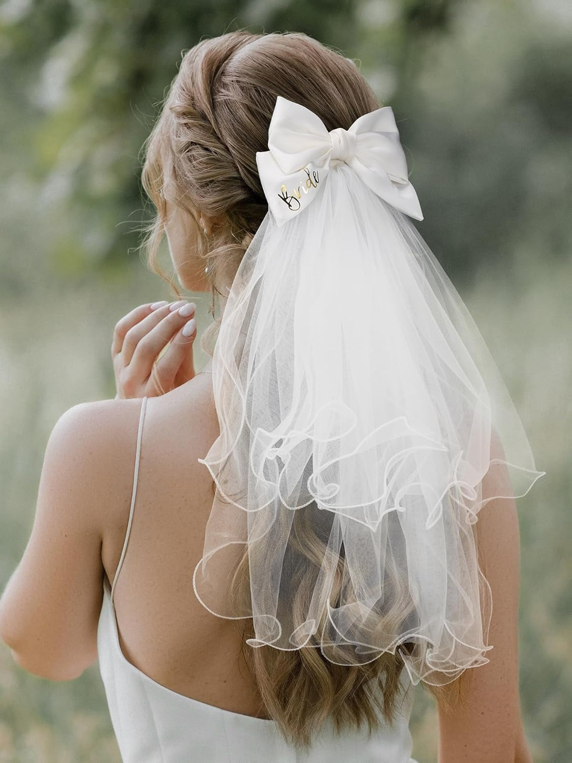 Bridal Hair Bow Veil White Bow Clip Bachelorette Party Decorations Pearl Accessories Bride to Be Bridal Shower Gift