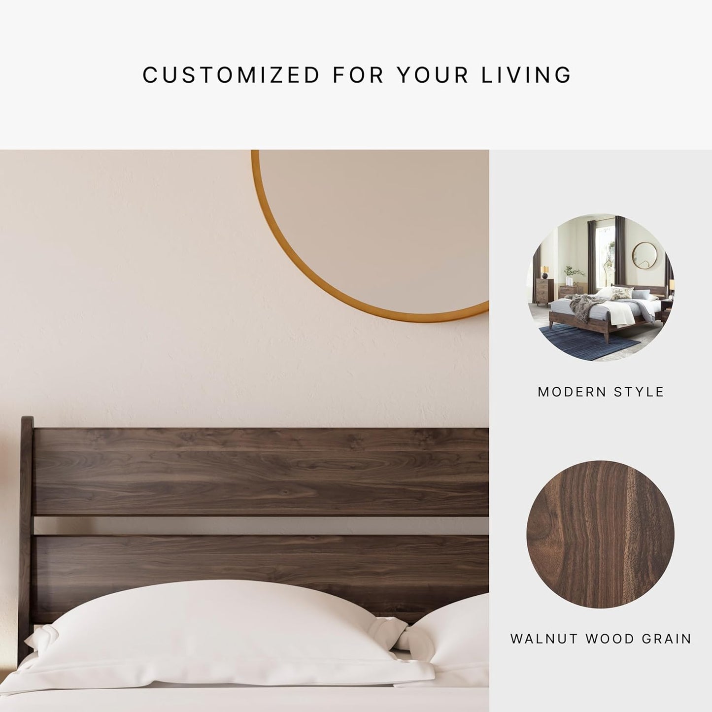 Calverson Modern Open Slat Panel Headboard ONLY, Queen, Brown