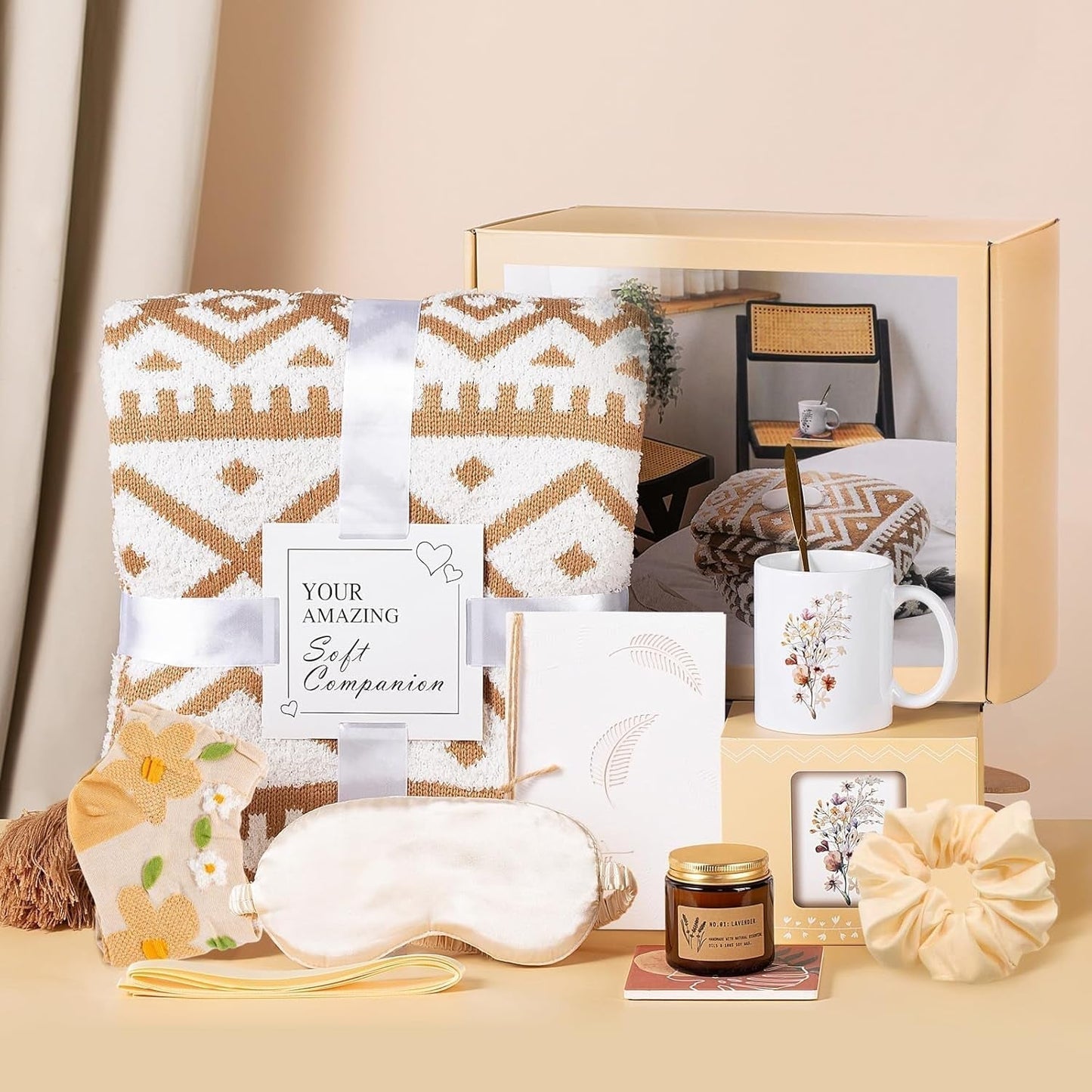 Get Well Gifts for Women, 10 Pcs Care Package for Women after Surgery, Sending Hugs Gifts, Sympathy Gifts Thinking of You Box with Blanket, Eye Mask, Unique Mother'S Day Gifts Idea for Women