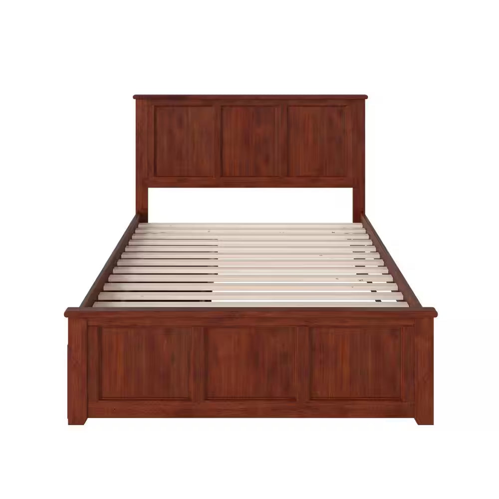 Madison Walnut Full Platform Bed with Matching Foot Board and 2 Urban Bed Drawers