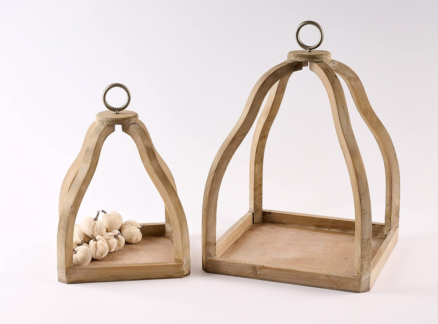 Wood Lantern Set, Brown/Natural