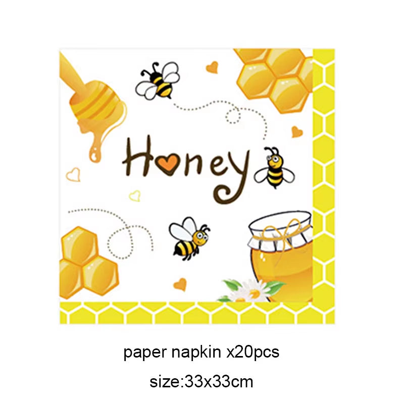 Bumble Bee Theme Party DIY Supplies Kids Birthday Party Decoration Latex Balloon Garland Disposable Tableware Set Baby Shower Su