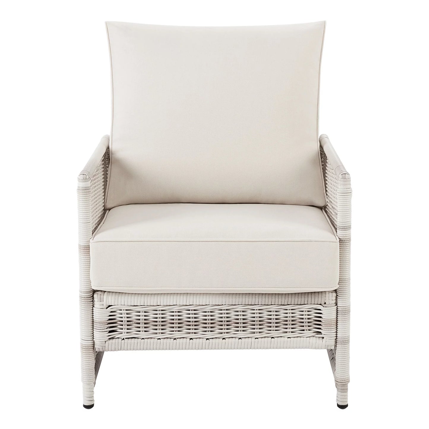 Paige Outdoor Wicker Stationary Lounge Chairs, Set of 2, White